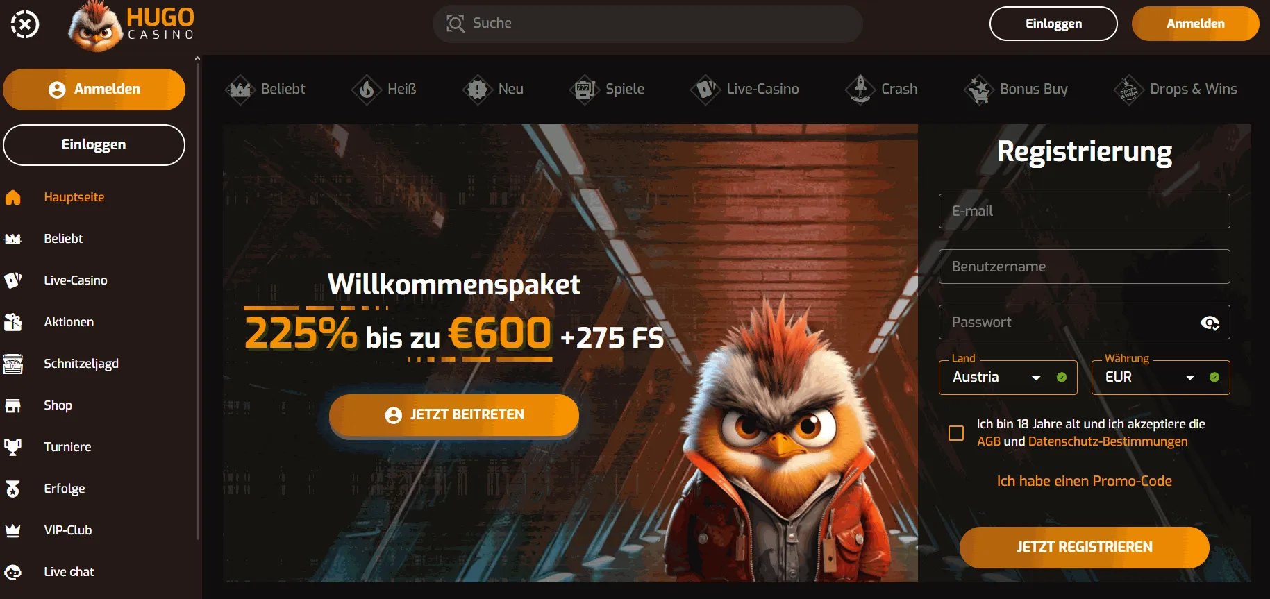 Das neue Hugo Online Casino
